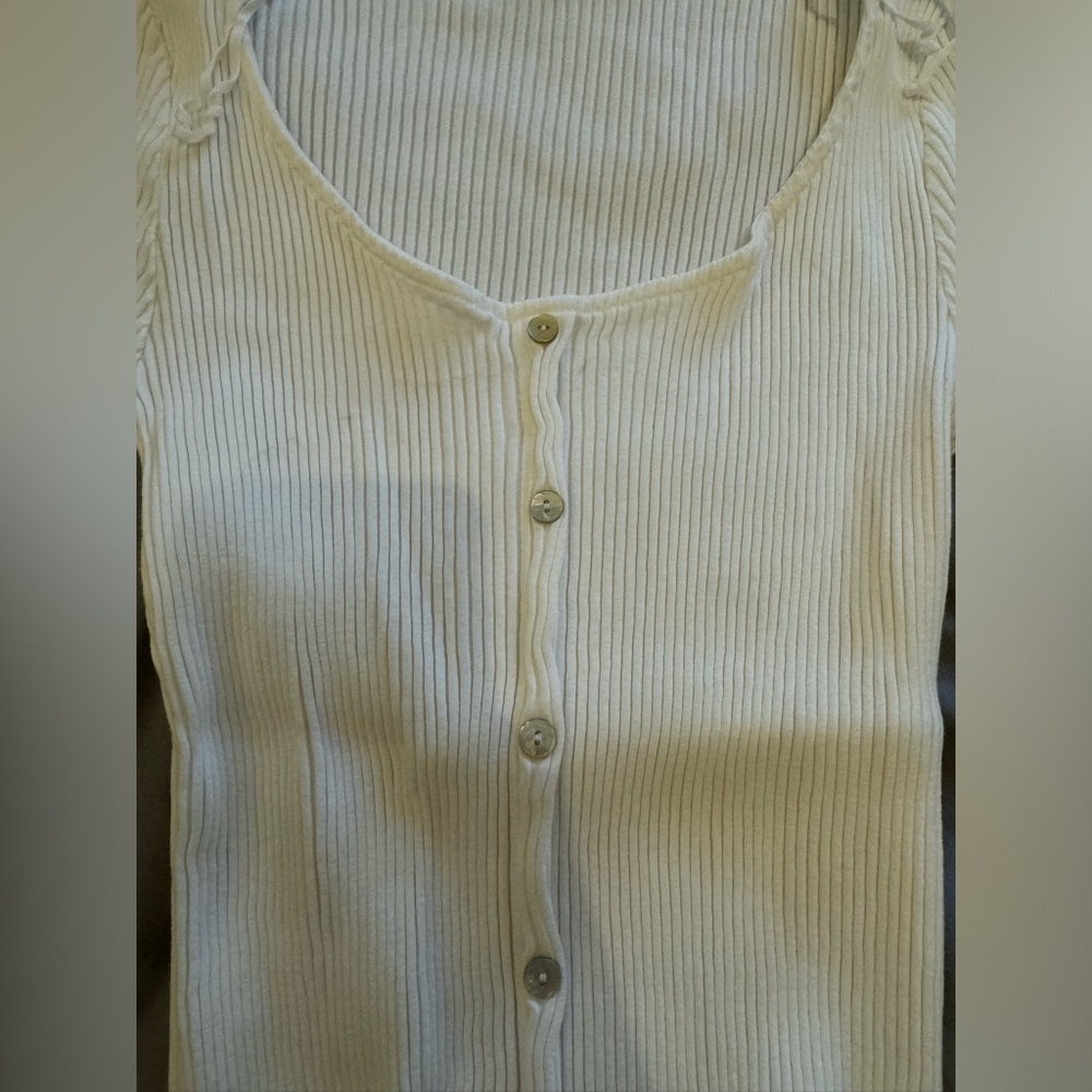 Zara White Ribbed Knit Midi Dress NWOT Size L — Clean Girl Minimal Summer - Picture 5 of 5